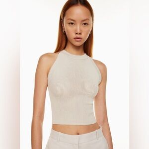 Aritzia Babaton New Sculpt Knit Halter Tank in Matte Pearl